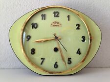 MAGNIFIQUE Horloge pendule FFR  FORMICA jaune / vert   VINTAGE 50 60 70's  