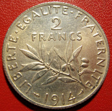 France. 2 Francs semeuse 1914.  SUP