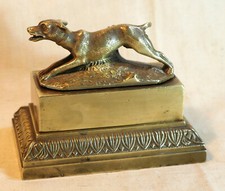 Encrier en bronze doré à décor de chien de chasse à courre  XVIII - SDC25ENC002