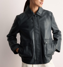 Veste en cuir femme noir