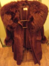 manteau femme 42 Nicky Zed marron foncé fourrure col et poignets en renard