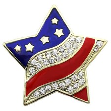 USA Flag Star Brooch Valentine's Day Pin Designer Costume Fashion Jewelry a3