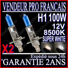 KIT DE 2 AMPOULES LAMPES HALOGENE PHARE XENON GAZ SUPER WHITE H1 100W 8500K 12V