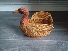 Panier Vintage En forme De Canard En Osier Tressé