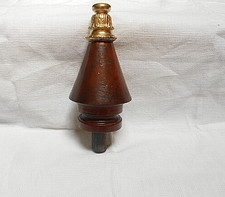 Boule d'Escalier Ancienne en Bois tourné  et bronze laiton 17 cm H