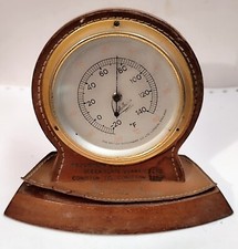 RARE ancien THERMOMETRE A POSER ROTOTHERM BRITISH ANGLAIS LONDON BOIS ET CUIR