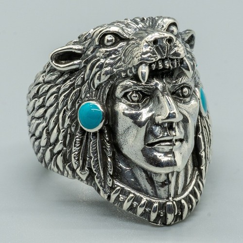 Bague argent turquoise ours - bague,