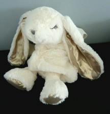 E2. DOUDOU PELUCHE ETAM LAPIN SAC A DOS RANGE PYJAMA BLANC DORE OR 42cms NEUF