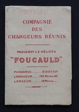 Affiche plan coupe Compagnie chargeurs réunis Paquebot FOUCAULD 78x57cm