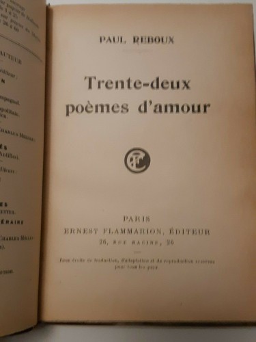 Trente deux poèmes amour - trente,