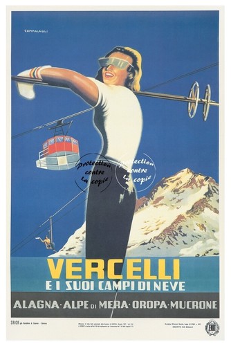 Tourisme vercelli ski poster - -,