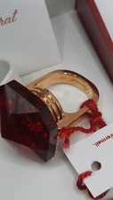Valeur 840 € NEUF !  Bague Baccarat modèle Bouchon de carafe Rouge T 55 Vermeil