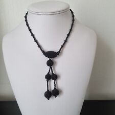  Collier Ancien en Perles de Jais XIXè Victorian Jet Necklace Mourning 19thC