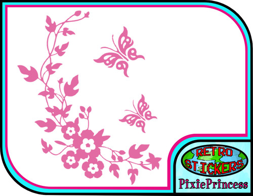 Sticker vinyle papillon fleurs - sticker,