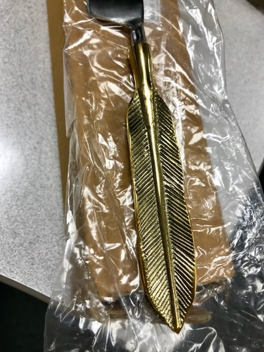 Gilded feather cake knife - feather,