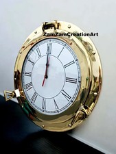 15 " Laiton Hublot Horloge