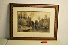 Tableau Fusain Ernest Lessieux XIX paysage La Rochelle Rochefort Menton