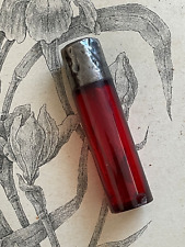Ancien Flacon à Sels en cristal rouge et Argent Massif