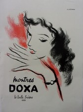 PUBLICITE  MONTRE DOXA DESSIN A.J. VEILHAN  ANNEE 1951   M1964