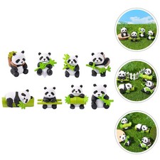  Figurine de Panda en résine, 8 pièces, Adorable Statue de Panda en bambou,