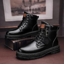 Chaussures en cuir hautes chaudes pour hommes chaussures d'hiver bottes militaires bottes de moto !