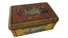 Ancienne Boîte Vide Métal Cantaloup Catala Tourons Confiserie Vintage 