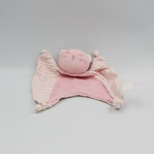 Doudou plat chat rose rayé