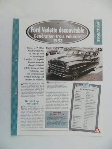 Carte fiche auto - auto, ford