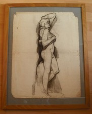 Dessin académie de nu Ernest Pierre GUÉRIN " L'Esclave mourant "de Michel-Ange 