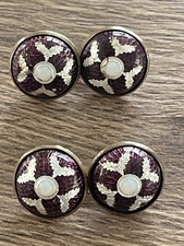 Ancienne paire de boutons de col manchette émaillé émail émaux bressan ??