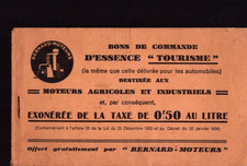 SURESNES (92) MOTEURS "S.A. MOTEURS BERNARD" Carnet à souches ESSENCE en 1934