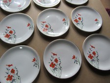 12 petites assiettes DIGOIN SARREGUEMINES - JOEL - COQUELICOTS véritable opaque