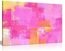 Tableau abstrait rose jaune
