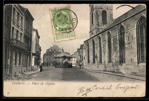 Cpa chimay place l eglise - de, l´eglise