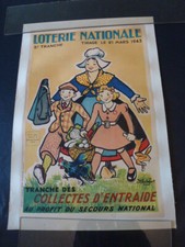 AFFICHE entoilée  Tirage de la loterie Nationale du 21 mars 1943