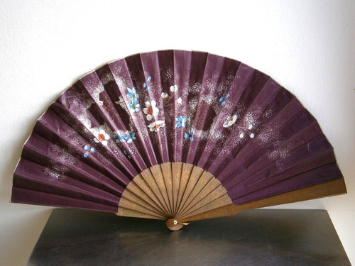 Grand eventail ancien bois - ancien,
