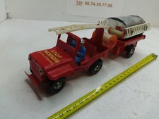 ANCIEN JOUET TOLE JEEP POMPIER JOYAX