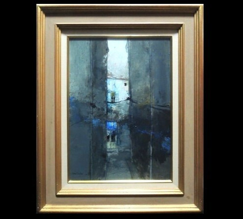 Tableau huile scène rue - huile,
