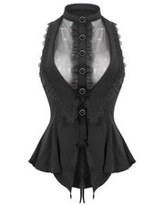 Devil Fashion Femmes Romantique Gothique Lolita sans Manche Dos Nu Blouse - Noir