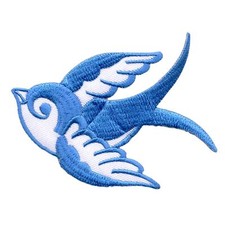 Patch Ecusson - Hirondelle - bleu-blanc 2 - tête gauche 