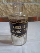 ANCIEN POT A PHARMACIE APOTHICAIRE EN VERRE SOUFFLE  TABELLAE C: CHLOR : HYDR: