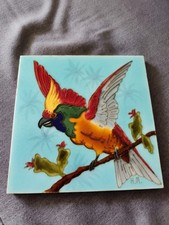 carreau céramique émaillé oiseau perroquet goût Théodore Deck Henri Milet