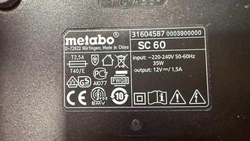 Chargeur metabo sc60 - chargeur, sc60 lihd