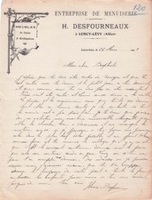 03 ALLIER LURCY LEVY, menuisier, Desfourneaux H 1917 meubles, menuiserie
