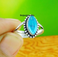 Bague cadeau fait main en argent sterling 925 pierre précieuse turquoise tail...