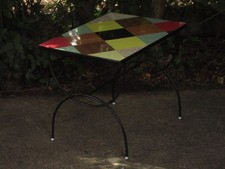 Table Basse Dapoint  Design 1950s Formica Multi Couleurs + Repose verre Sublime.