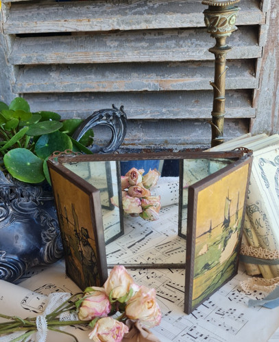 Ancien triptyque miroir - ancien,