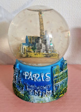 BOULE A NEIGE COLLECTION VINTAGE - PARIS BY NIGHT BLEU 10CM
