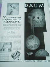 Publicitté Advertising 1930  Lustre d'art DAUM verrerie de Nancy