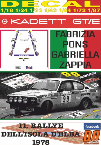 Decal opel kadett pons - kadett, gt/e